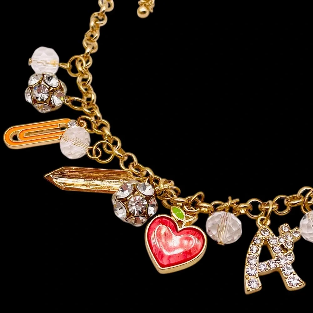 Fun Back to School Charm Necklace With Book Ruler Paper Perfect For Teachers - Picture 9 of 15